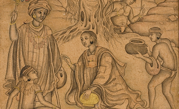Detail, Mughals Visit an Encampent of 'Sadhus'