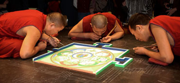 Monks from the Drepung Loseling Monastery at work in the Sackler Gallery