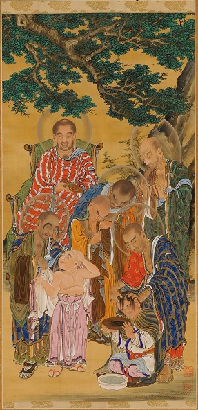 The ritual of tonsure, or shaving of the head.