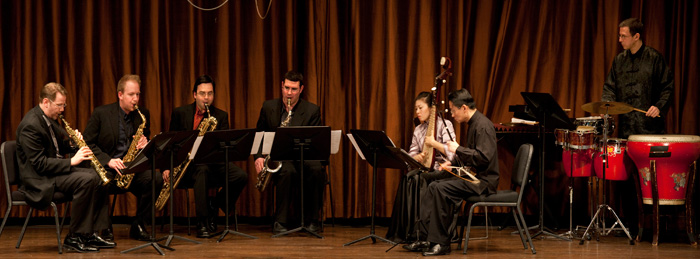 Cellist Erik Friedlander, percussionist Satoshi Takeishi, and Yoon Jeong Heo, geomungo. 