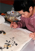 Mr. Miyata Takao learning conservation techniques