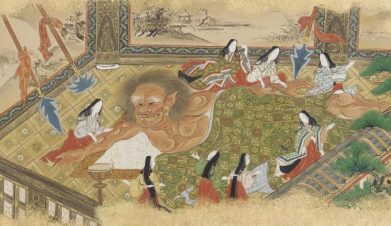 Detail: A section of the third handscroll from the set of The Tale of Shuten Doji